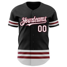 Laden Sie das Bild in den Galerie-Viewer, Custom Black White-Crimson Line Authentic Baseball Jersey
