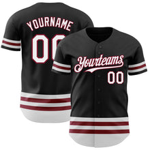 Load image into Gallery viewer, Custom Black White-Crimson Line Authentic Baseball Jersey
