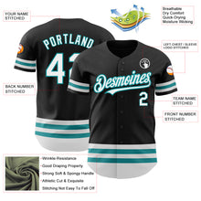 Load image into Gallery viewer, Custom Black White-Teal Line Authentic Baseball Jersey
