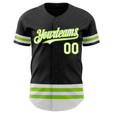 Laden Sie das Bild in den Galerie-Viewer, Custom Black White-Neon Green Line Authentic Baseball Jersey

