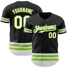 Load image into Gallery viewer, Custom Black White-Neon Green Line Authentic Baseball Jersey
