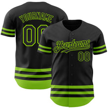 Laden Sie das Bild in den Galerie-Viewer, Custom Black Neon Green Line Authentic Baseball Jersey
