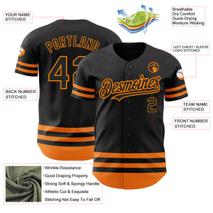 Custom Black Bay Orange Line Authentic Baseball Jersey