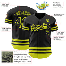 Load image into Gallery viewer, Custom Black Neon Yellow Line Authentic Baseball Jersey
