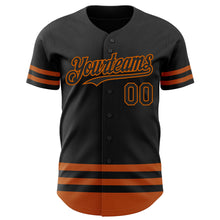 Laden Sie das Bild in den Galerie-Viewer, Custom Black Texas Orange Line Authentic Baseball Jersey

