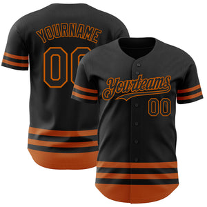 Custom Black Texas Orange Line Authentic Baseball Jersey