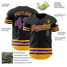 Load image into Gallery viewer, Custom Black Purple-Gold Line Authentic Baseball Jersey
