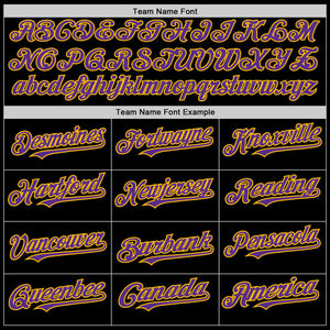 Custom Black Purple-Gold Line Authentic Baseball Jersey