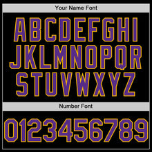Charger l&#39;image dans la galerie, Custom Black Purple-Gold Line Authentic Baseball Jersey
