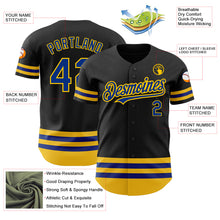 Load image into Gallery viewer, Custom Black Royal-Yellow Line Authentic Baseball Jersey
