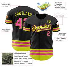 Load image into Gallery viewer, Custom Black Pink-Neon Yellow Line Authentic Baseball Jersey
