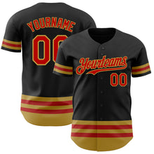 Load image into Gallery viewer, Custom Black Red-Old Gold Line Authentic Baseball Jersey
