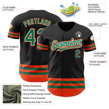 Laden Sie das Bild in den Galerie-Viewer, Custom Black Kelly Green-Orange Line Authentic Baseball Jersey
