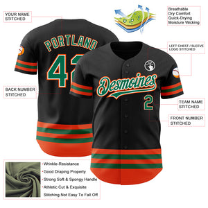 Custom Black Kelly Green-Orange Line Authentic Baseball Jersey