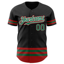 Laden Sie das Bild in den Galerie-Viewer, Custom Black Kelly Green-Red Line Authentic Baseball Jersey
