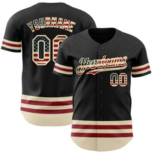 Laden Sie das Bild in den Galerie-Viewer, Custom Black Vintage USA Flag-Cream Line Authentic Baseball Jersey
