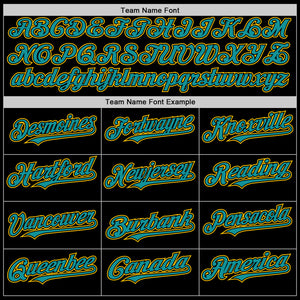 Custom Black Teal-Yellow Line Authentic Baseball Jersey