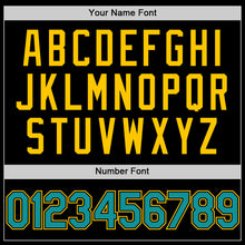 Загрузить изображение в средство просмотра галереи, Custom Black Teal-Yellow Line Authentic Baseball Jersey
