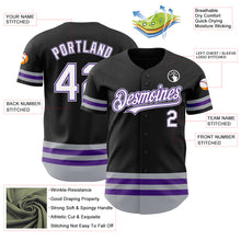 Laden Sie das Bild in den Galerie-Viewer, Custom Black Purple-Gray Line Authentic Baseball Jersey
