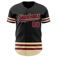 Load image into Gallery viewer, Custom Black Crimson-Cream Line Authentic Baseball Jersey
