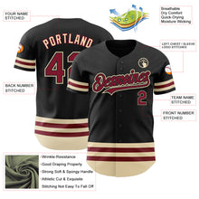 Load image into Gallery viewer, Custom Black Crimson-Cream Line Authentic Baseball Jersey
