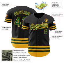 Load image into Gallery viewer, Custom Black Green-Gold Line Authentic Baseball Jersey
