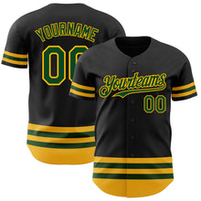 Load image into Gallery viewer, Custom Black Green-Gold Line Authentic Baseball Jersey
