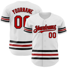 Laden Sie das Bild in den Galerie-Viewer, Custom White Red-Black Line Authentic Baseball Jersey
