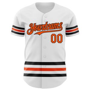 Custom White Orange-Black Line Authentic Baseball Jersey