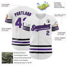 Laden Sie das Bild in den Galerie-Viewer, Custom White Purple-Black Line Authentic Baseball Jersey
