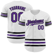 Laden Sie das Bild in den Galerie-Viewer, Custom White Purple-Black Line Authentic Baseball Jersey
