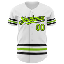 Laden Sie das Bild in den Galerie-Viewer, Custom White Neon Green-Black Line Authentic Baseball Jersey
