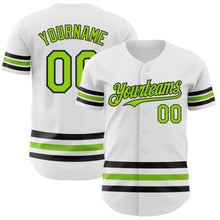Laden Sie das Bild in den Galerie-Viewer, Custom White Neon Green-Black Line Authentic Baseball Jersey

