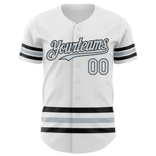 Laden Sie das Bild in den Galerie-Viewer, Custom White Silver-Black Line Authentic Baseball Jersey
