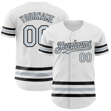 Laden Sie das Bild in den Galerie-Viewer, Custom White Silver-Black Line Authentic Baseball Jersey
