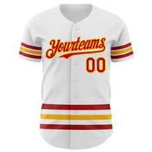 Laden Sie das Bild in den Galerie-Viewer, Custom White Red-Gold Line Authentic Baseball Jersey
