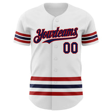 Laden Sie das Bild in den Galerie-Viewer, Custom White Navy-Red Line Authentic Baseball Jersey
