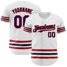 Laden Sie das Bild in den Galerie-Viewer, Custom White Navy-Red Line Authentic Baseball Jersey
