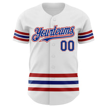 Laden Sie das Bild in den Galerie-Viewer, Custom White Royal-Red Line Authentic Baseball Jersey
