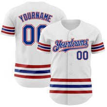 Load image into Gallery viewer, Custom White Royal-Red Line Authentic Baseball Jersey
