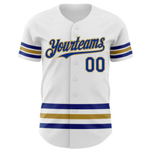 Laden Sie das Bild in den Galerie-Viewer, Custom White Royal-Old Gold Line Authentic Baseball Jersey
