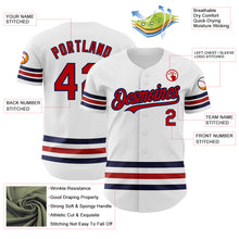 Laden Sie das Bild in den Galerie-Viewer, Custom White Red-Navy Line Authentic Baseball Jersey
