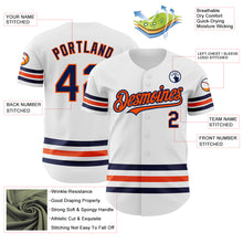 Laden Sie das Bild in den Galerie-Viewer, Custom White Navy-Orange Line Authentic Baseball Jersey
