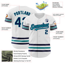 Laden Sie das Bild in den Galerie-Viewer, Custom White Navy-Teal Line Authentic Baseball Jersey
