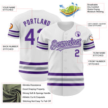 Laden Sie das Bild in den Galerie-Viewer, Custom White Purple-Gray Line Authentic Baseball Jersey
