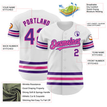 Load image into Gallery viewer, Custom White Purple-Pink Line Authentic Baseball Jersey
