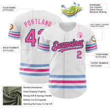 Laden Sie das Bild in den Galerie-Viewer, Custom White Pink Black-Light Blue Line Authentic Baseball Jersey

