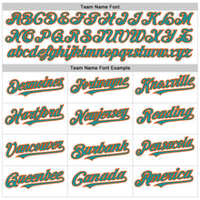 Load image into Gallery viewer, Custom White Teal-Orange Line Authentic Baseball Jersey
