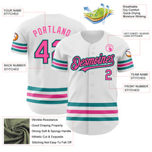 Laden Sie das Bild in den Galerie-Viewer, Custom White Pink Black-Teal Line Authentic Baseball Jersey
