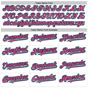 Custom White Pink Black-Aqua Line Authentic Baseball Jersey